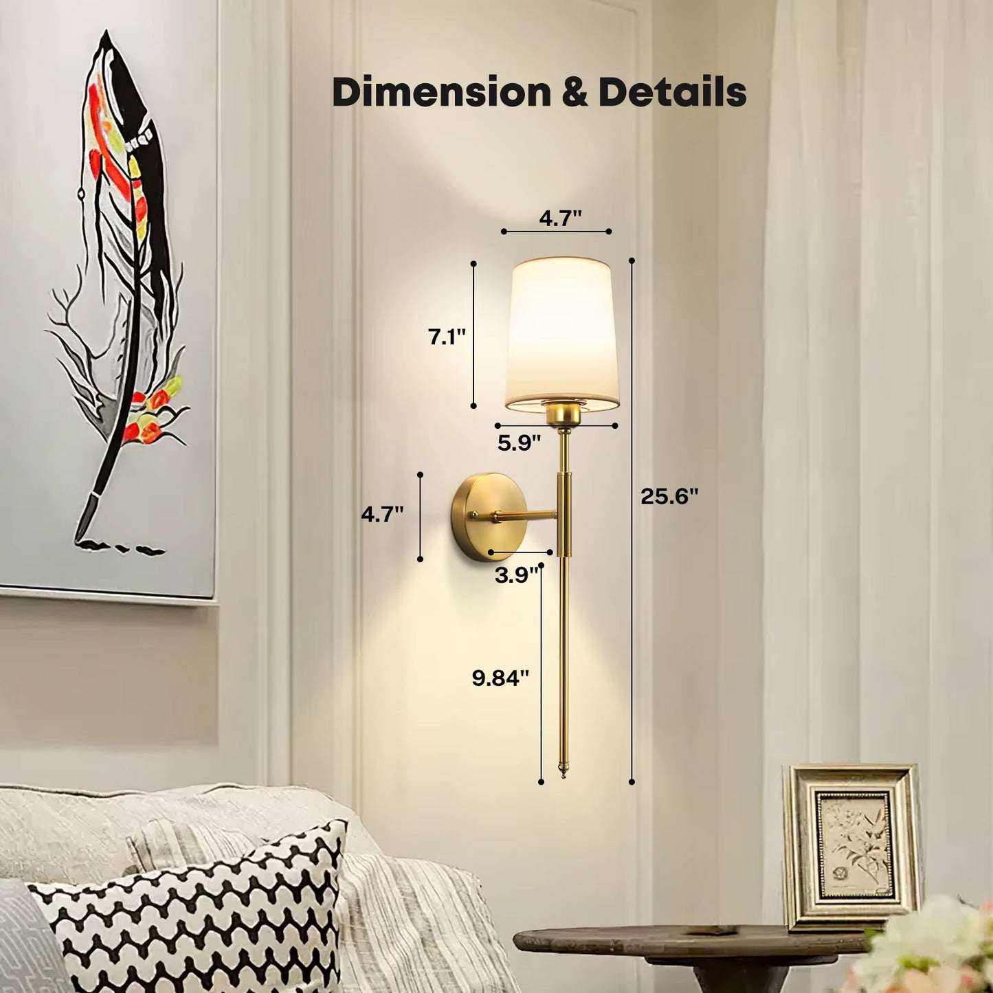 2Pack Cordless Gold Wall Sconces