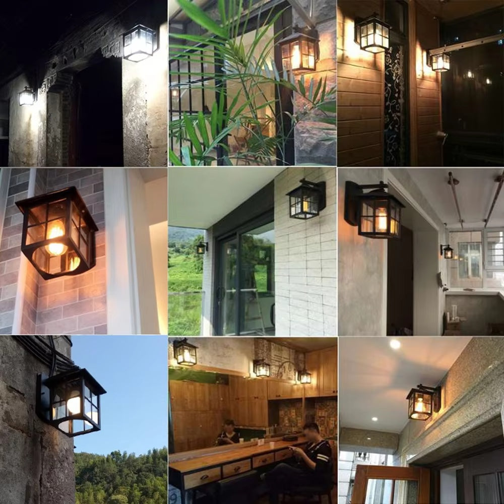 Modern Mystic Black Outdoor Wall Lamp Set of 2