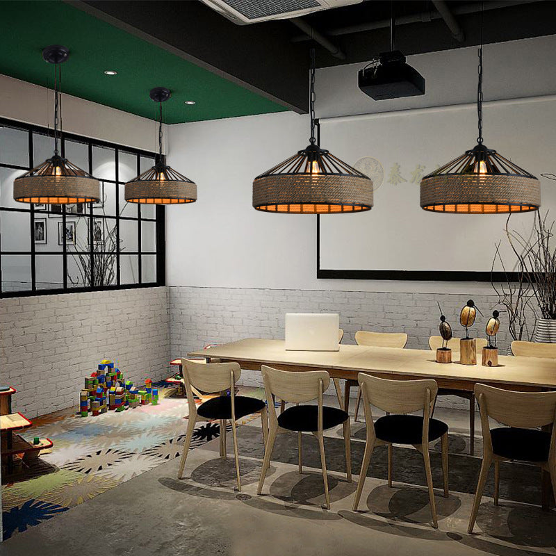 Vintage Rope Shade Pendant Lamp