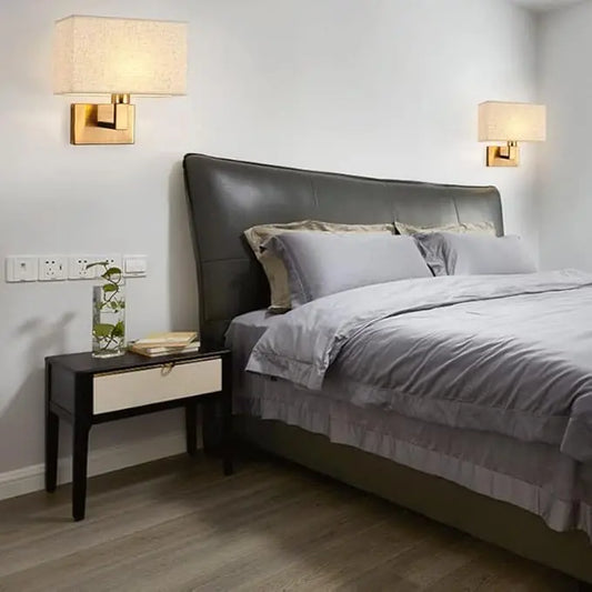 Fabric Shade Minimalist Gold Wall Sconce - Decorstly