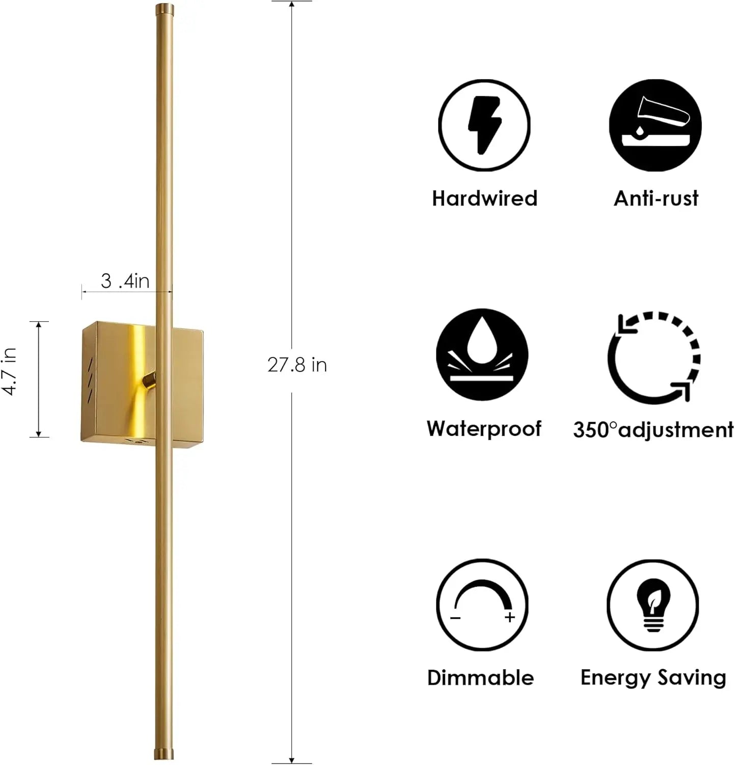 Minimalist Gold Strip Wall Sconces Set - Decorstly