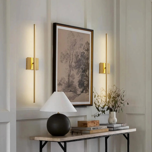 Minimalist Gold Strip Wall Sconces Set - Decorstly