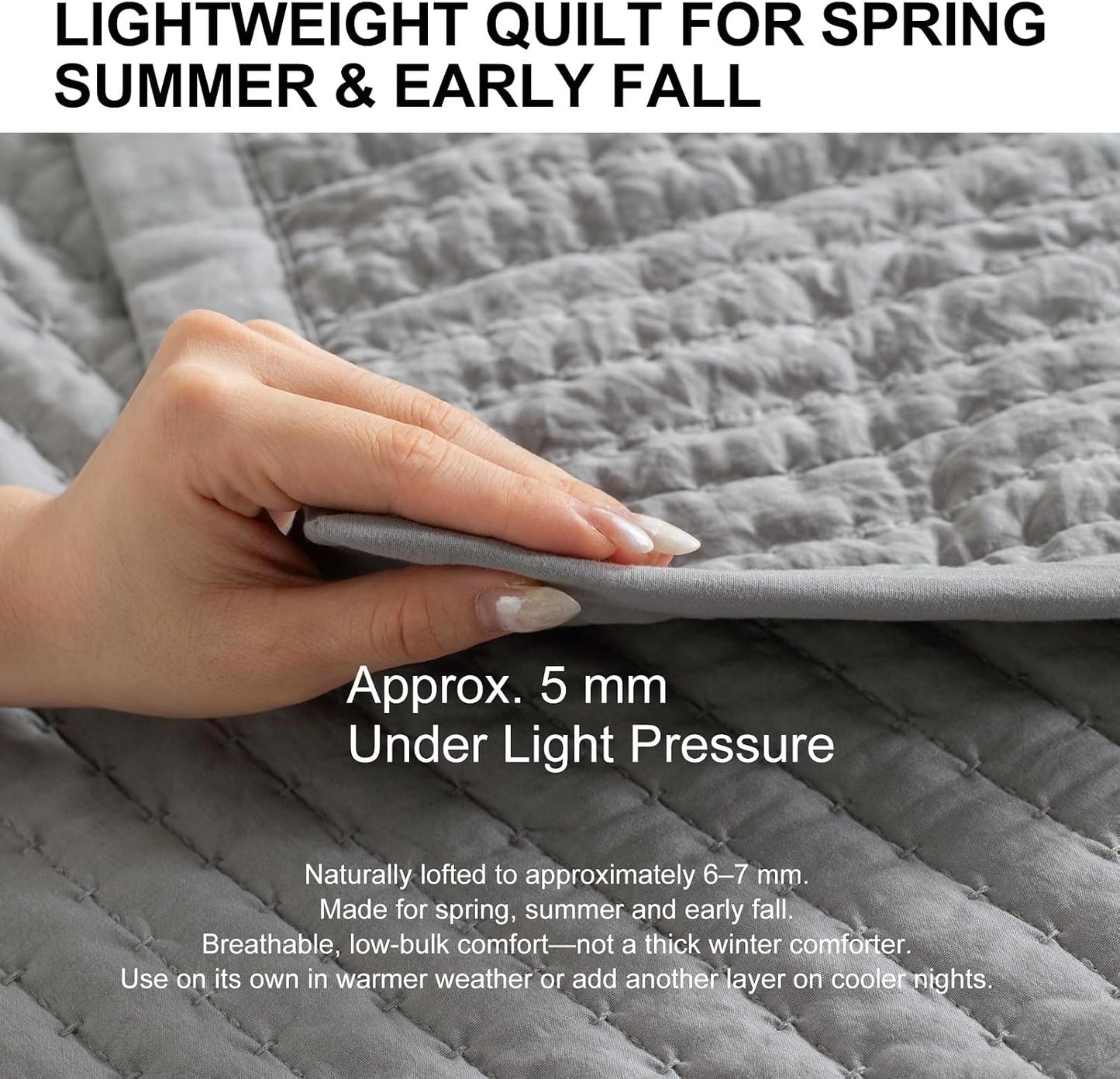 Grey Lightweight Multi-Lock Quilt Set
