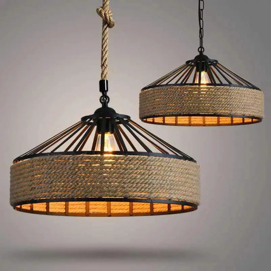 Vintage Rope Shade Pendant Lamp - Decorstly