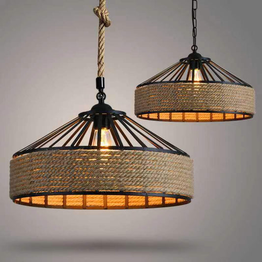 Vintage Rope Shade Pendant Lamp