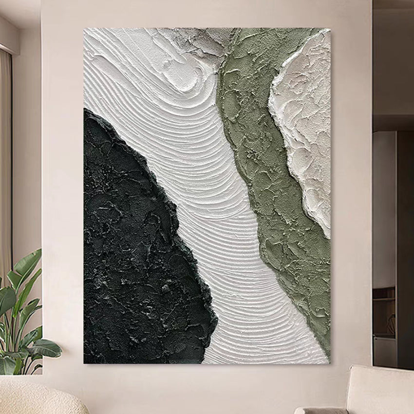 Abstract Aesthetic Green White Wall Art