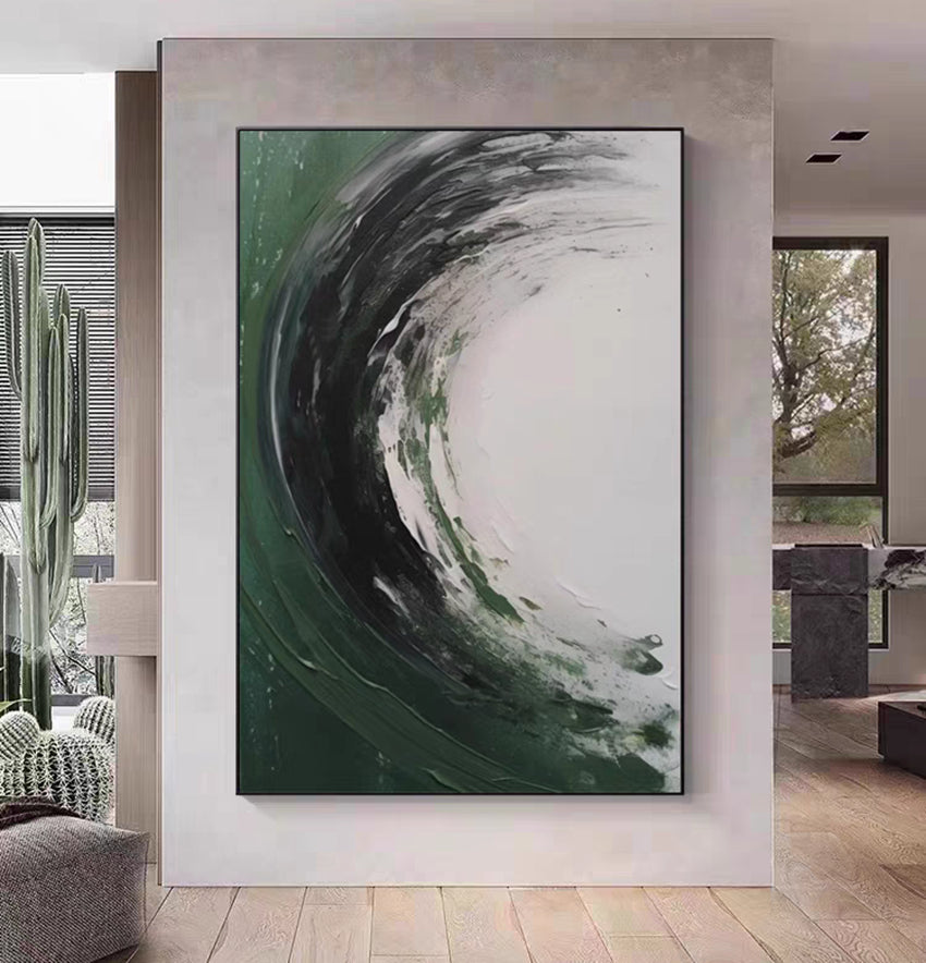 Abstract Aesthetic Green White Wall Art