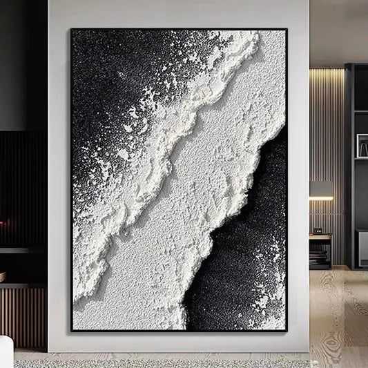 Abstract Black White Texture Handmade Wall Art - Decorstly