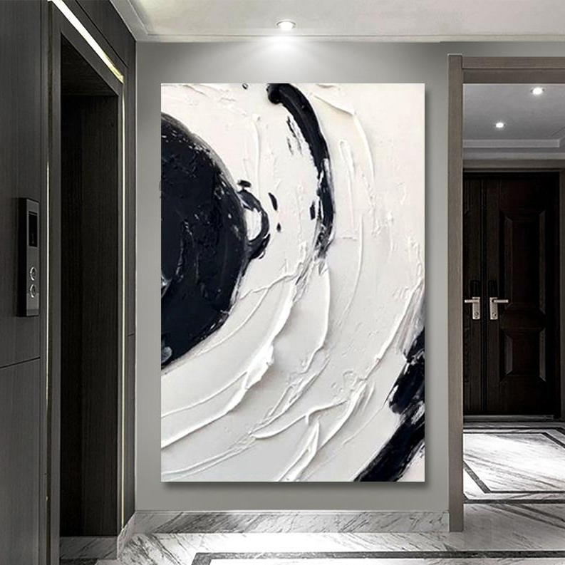 Abstract Black White Texture Handmade Wall Art