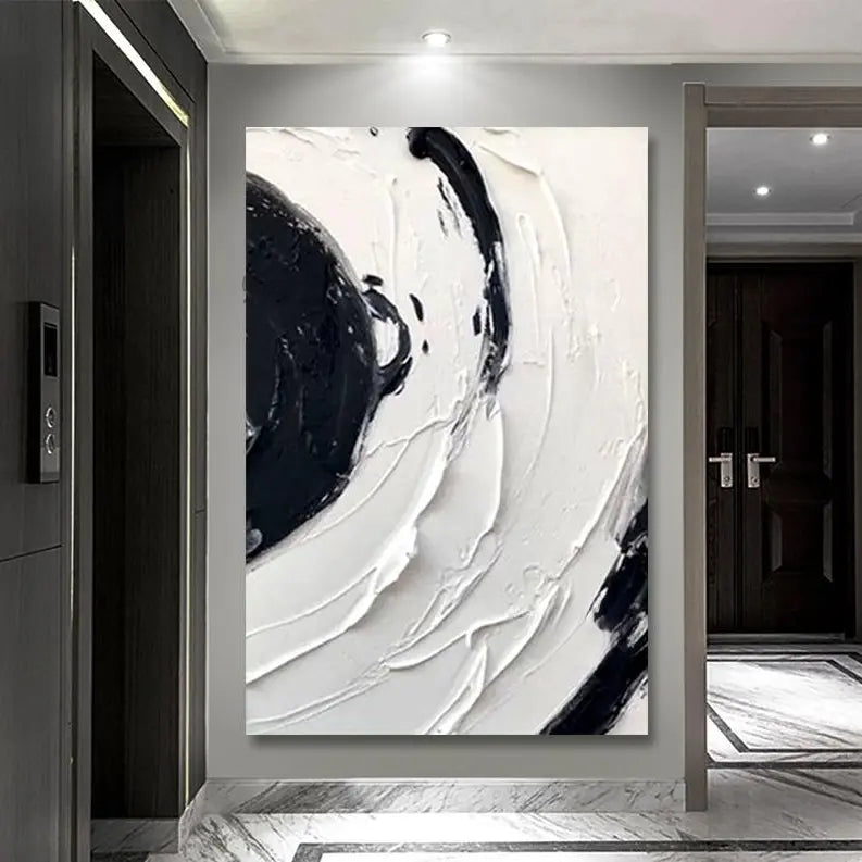 Abstract Black White Texture Handmade Wall Art - Decorstly