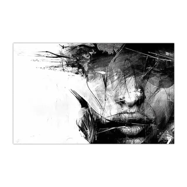 Abstract Black and White Female Wall Art - Decorstly