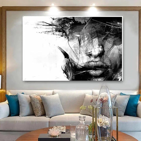 Abstract Black and White Female Wall Art - Decorstly