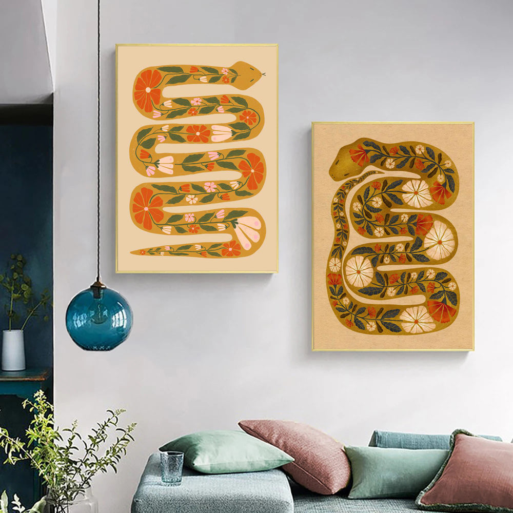 Abstract Flower Snake Canvas Wall Art