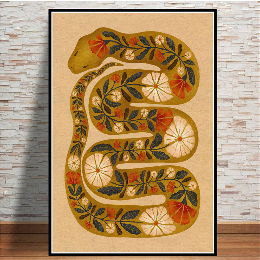 Abstract Flower Snake Canvas Wall Art