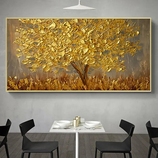 Abstract Gold Tree Textured Wall Art - Decorstly