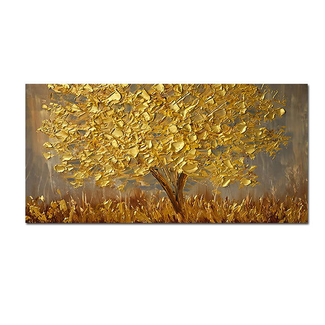 Abstract Gold Tree Textured Wall Art
