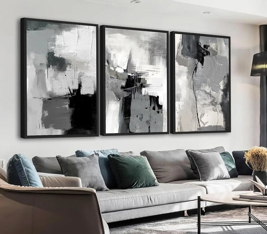 Abstract Rustic Grey Graffiti Canvas Art - Decorstly