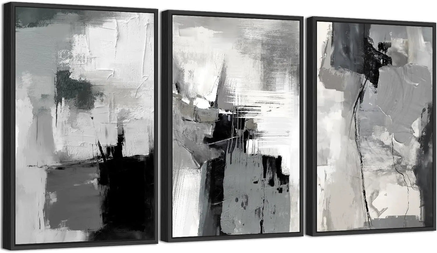 Abstract Rustic Grey Graffiti Canvas Art - Decorstly