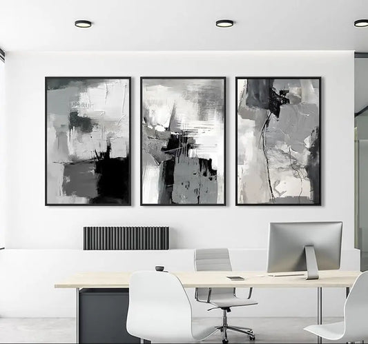 Abstract Rustic Grey Graffiti Canvas Art - Decorstly