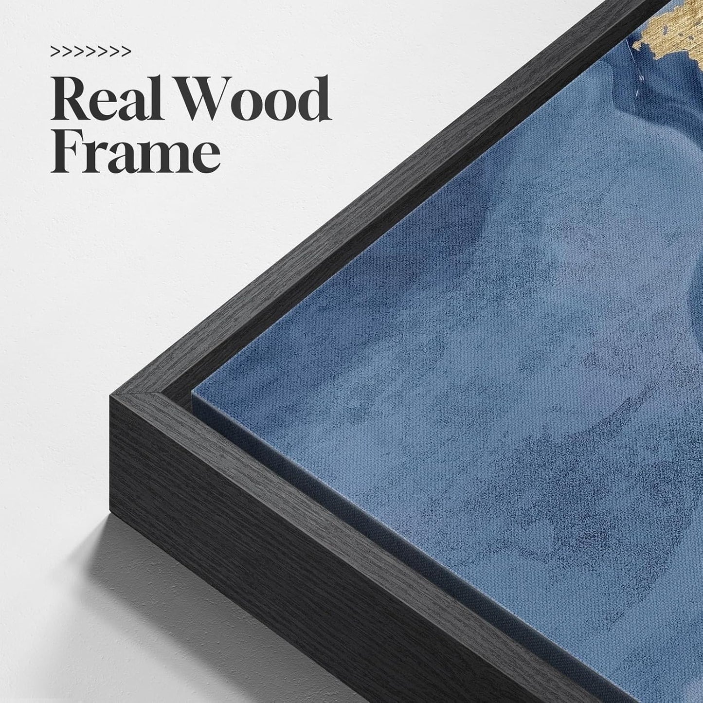 Abstract Blue Gold Marble Canvas Art