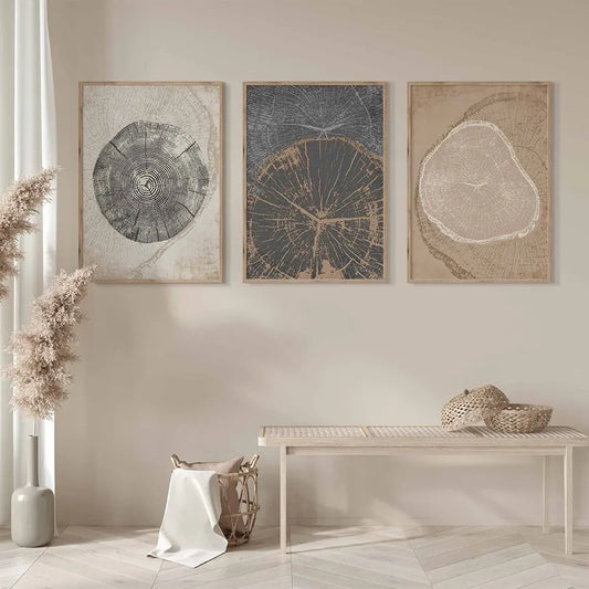 Beige Tree Ring Wall Art - Decorstly