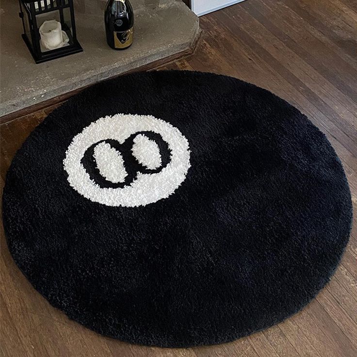 Black Round 8 Ball Rug