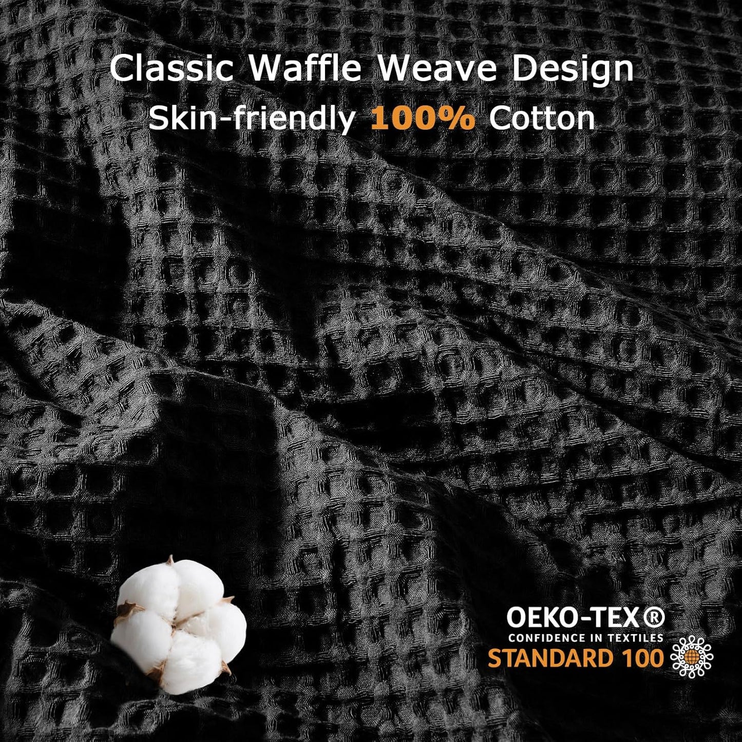 Black Waffle Weave Duvet Cover Set