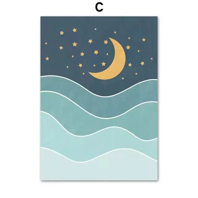 Boho Blue Sea Canvas Prints Wall Art - Decorstly