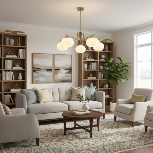 Gold Milk Glass Chandelier