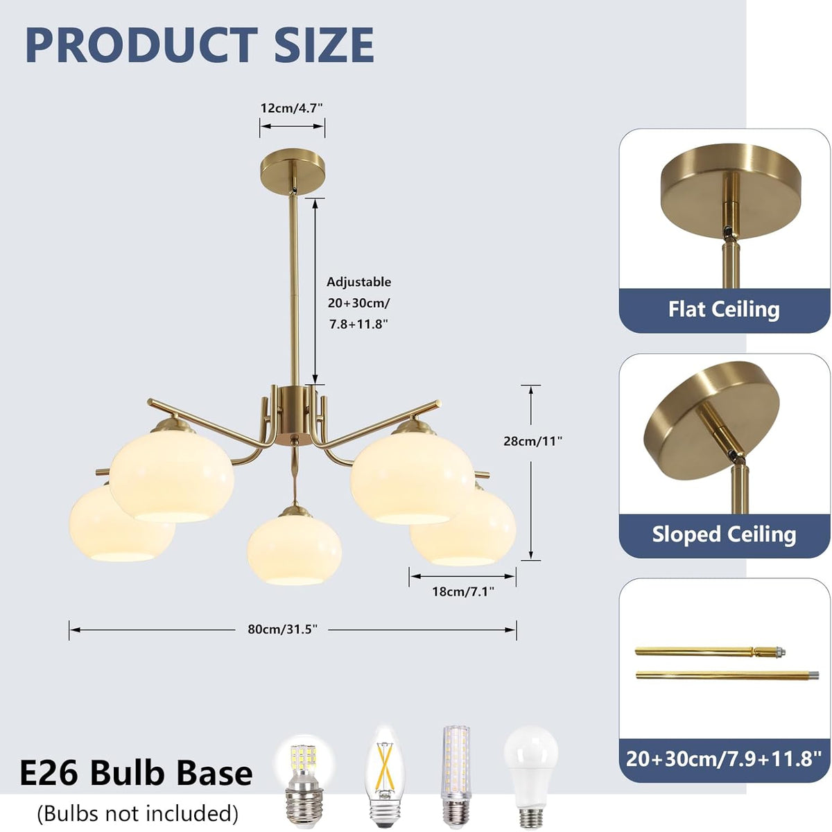 Gold Milk Glass Chandelier