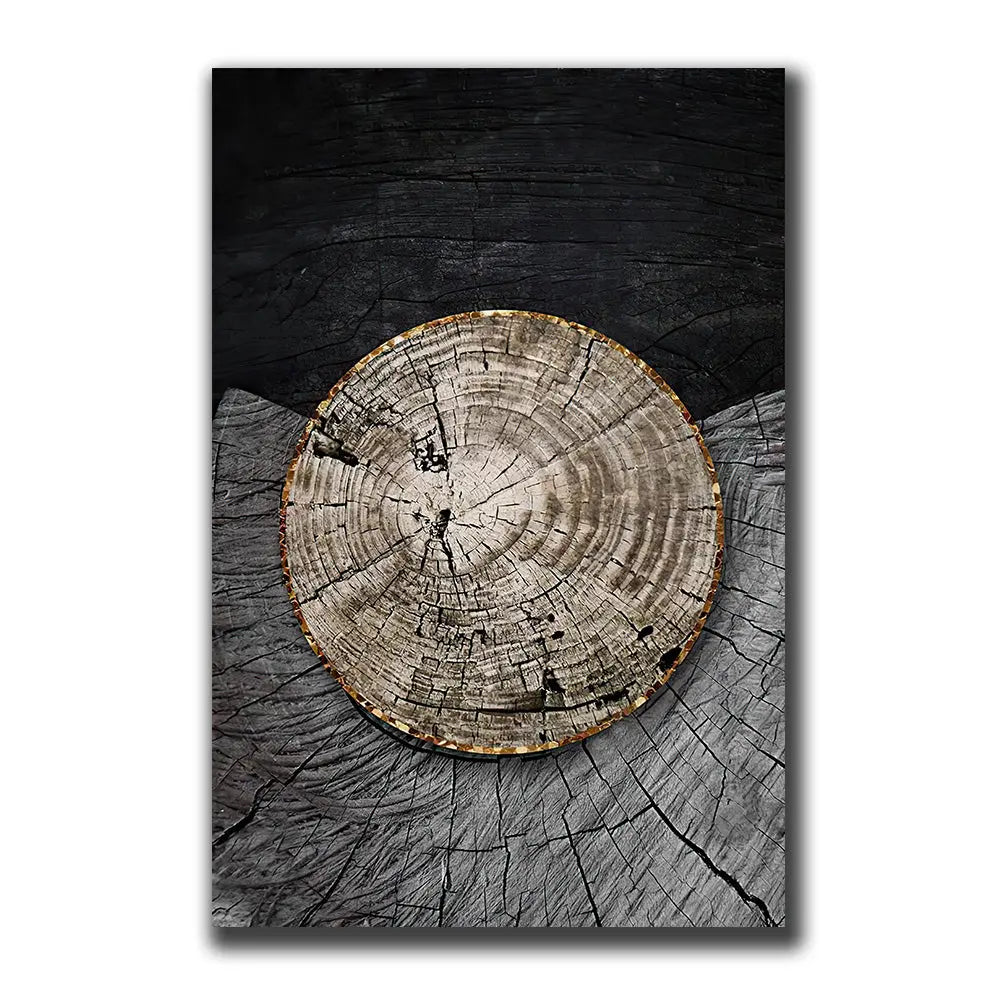 Golden Black Wood Texture Canvas Wall Art - Decorstly