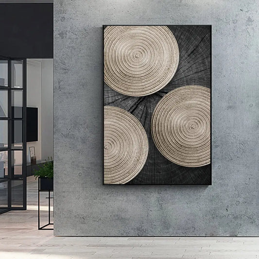 Golden Black Wood Texture Canvas Wall Art - Decorstly