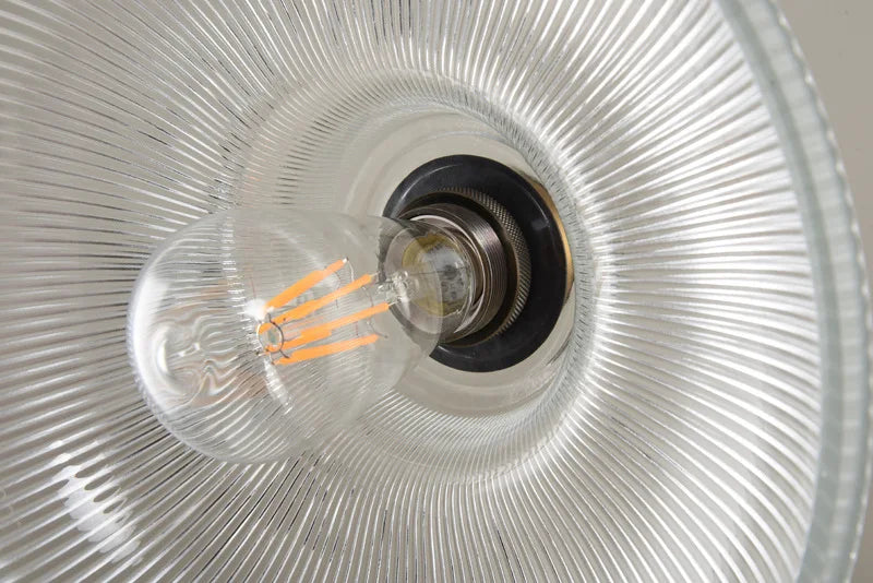 Striped Lid Glass Pendant Light