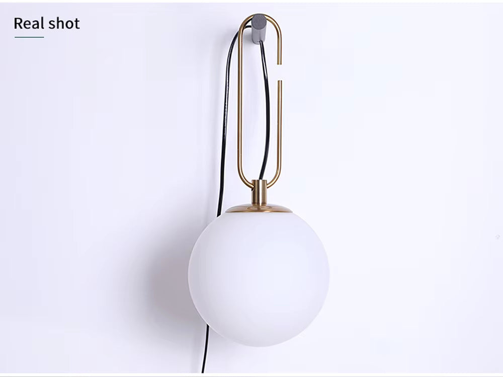 White Globe Glass Wall Lamp