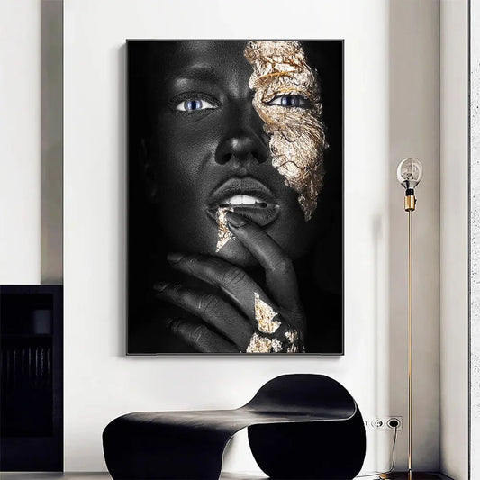 African Black Gold Canvas Art - Decorstly