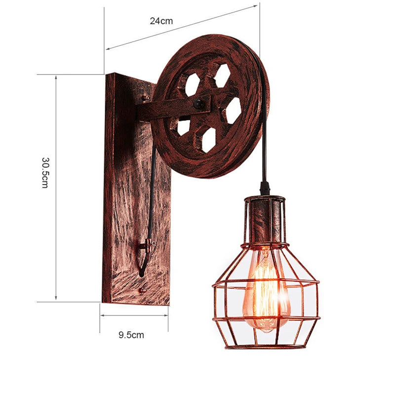 Vintage Lifting Pulley Wall Sconce