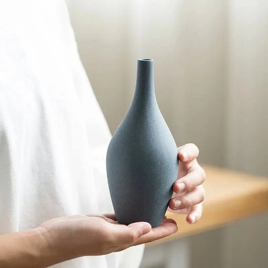 Mediterranean Zen Black Blue Ceramic Vase - Decorstly