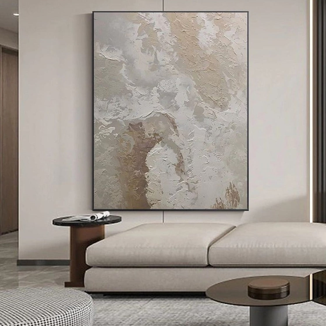 Minimalist Beige White Texture Wall Art