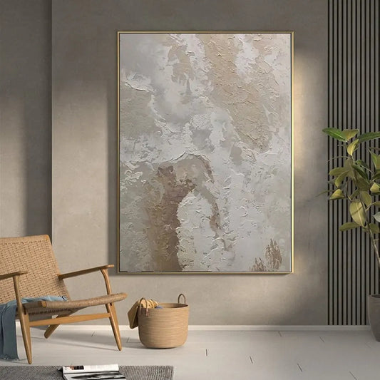 Minimalist Beige White Texture Wall Art - Decorstly