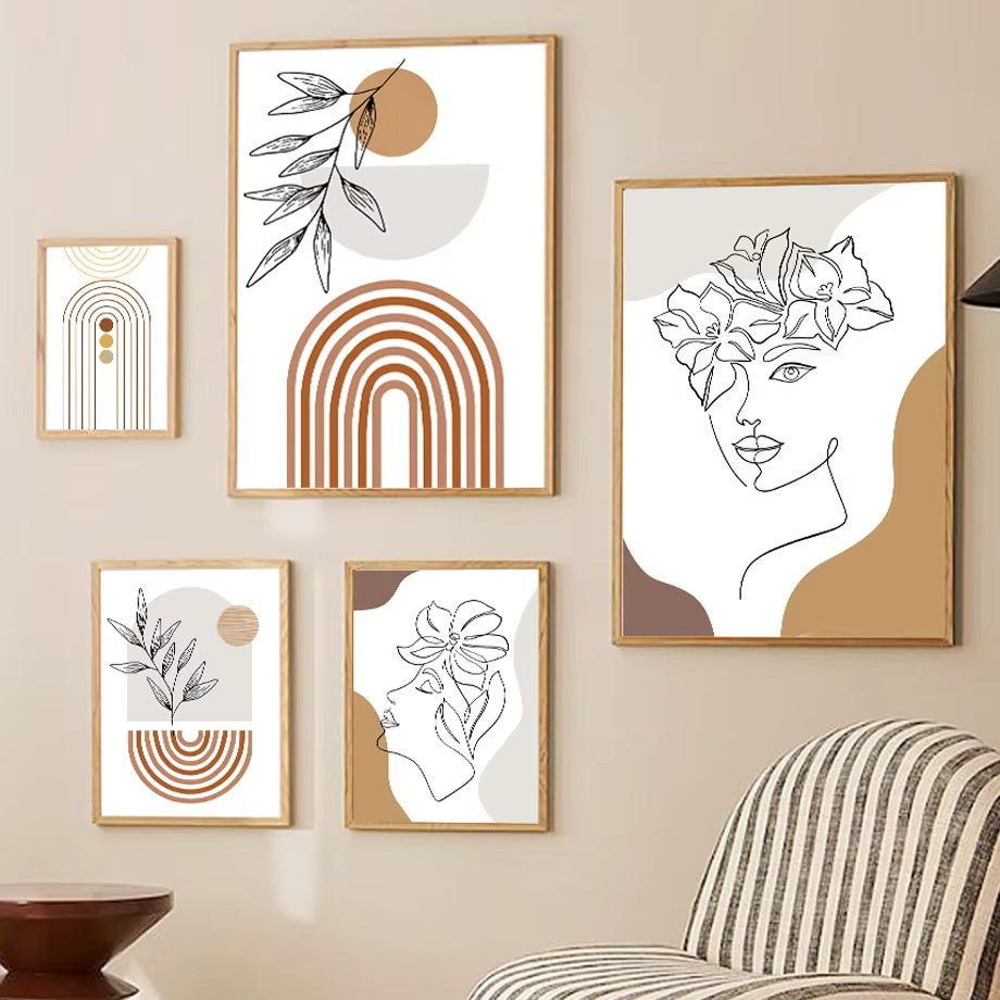 Minimalist Boho Line Art Canvas