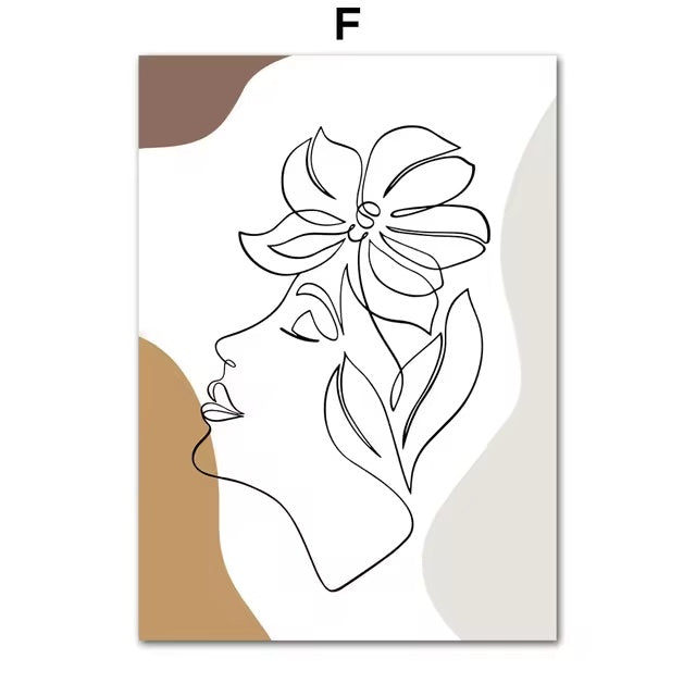 Minimalist Boho Line Art Canvas