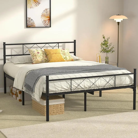 Minimalist Metal Slats Panel Bed Frame - Decorstly