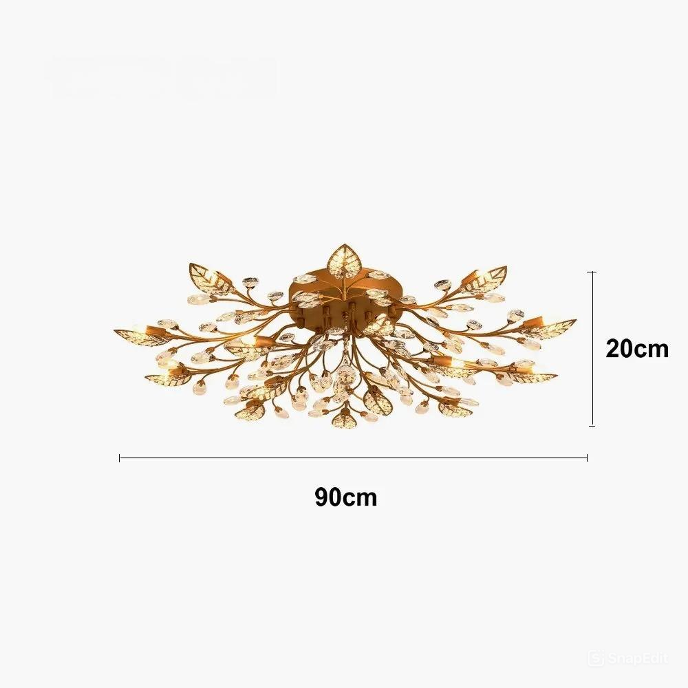 Metal Gold Frame Crystal Leaf Chandelier