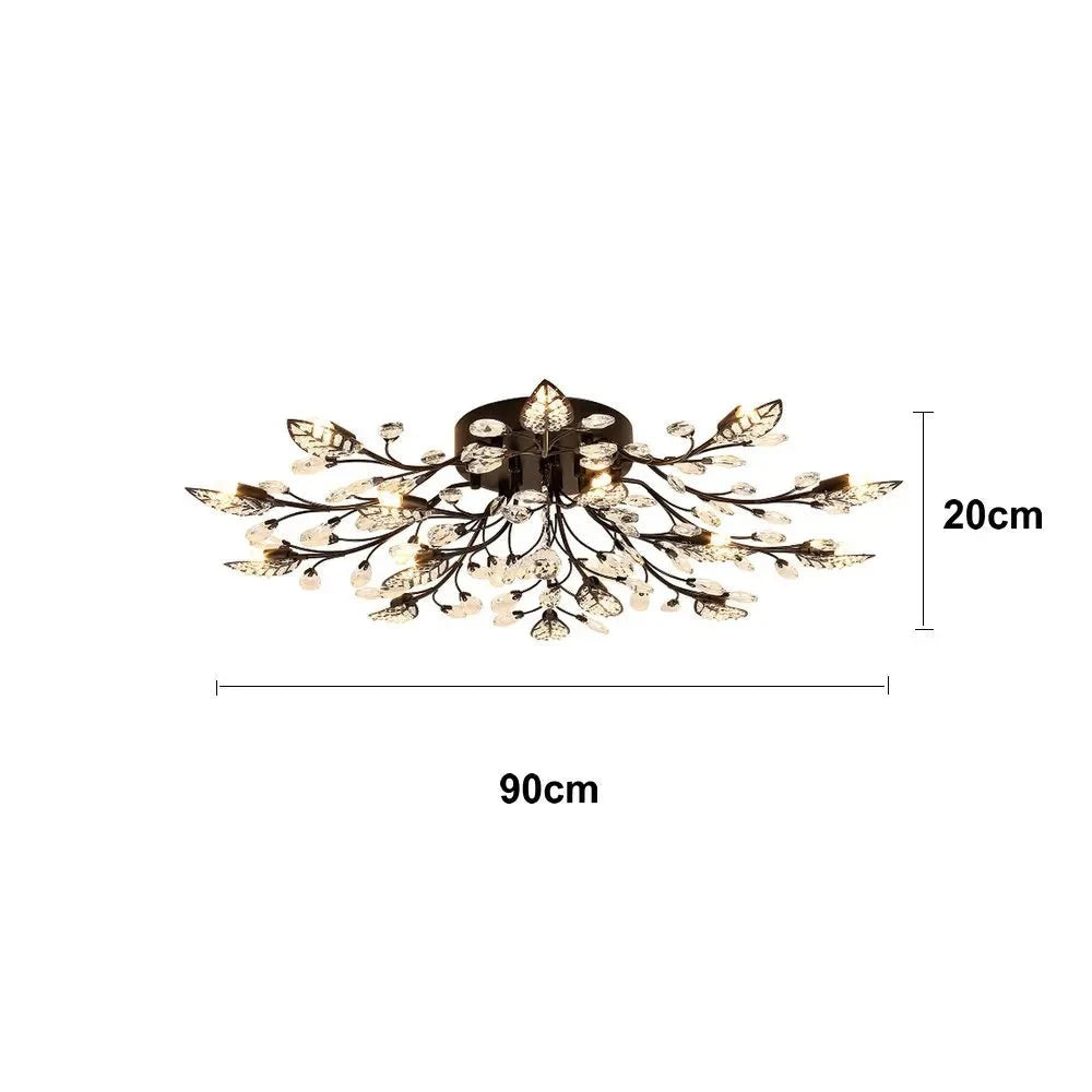 Metal Gold Frame Crystal Leaf Chandelier