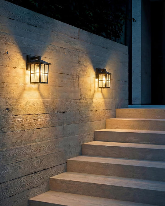 Modern Mystic Black Outdoor Wall Lamp Set
