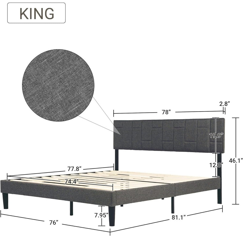 Grey Mid Century Bed Frame