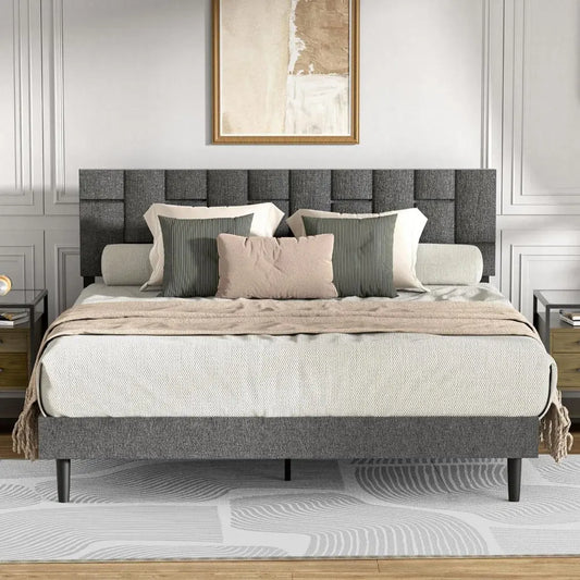 Grey Mid Century Bed Frame - Decorstly