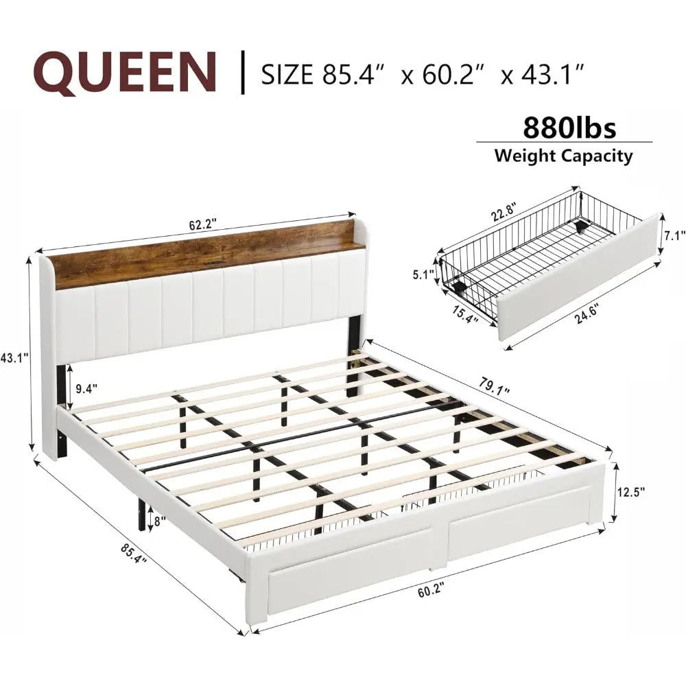 Modern White Storage Bed Frame - Decorstly