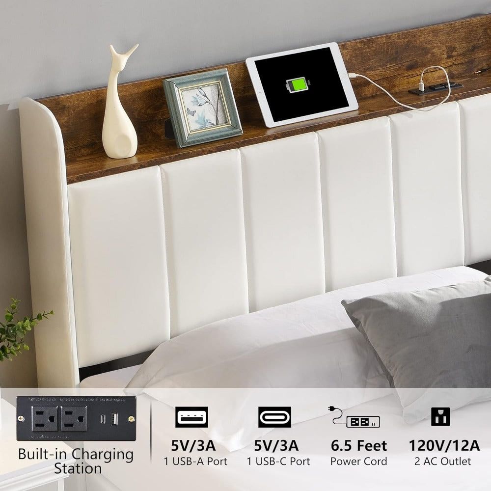 Modern White Storage Bed Frame