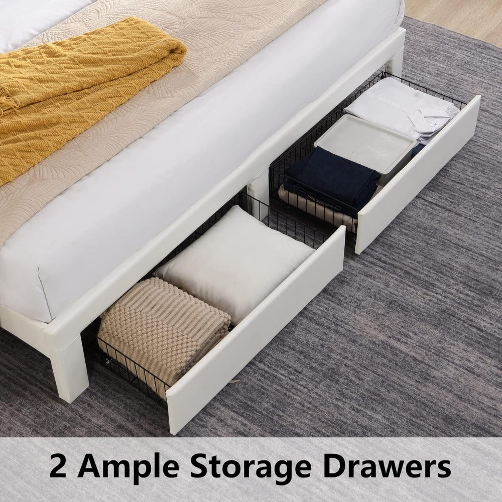 Modern White Storage Bed Frame